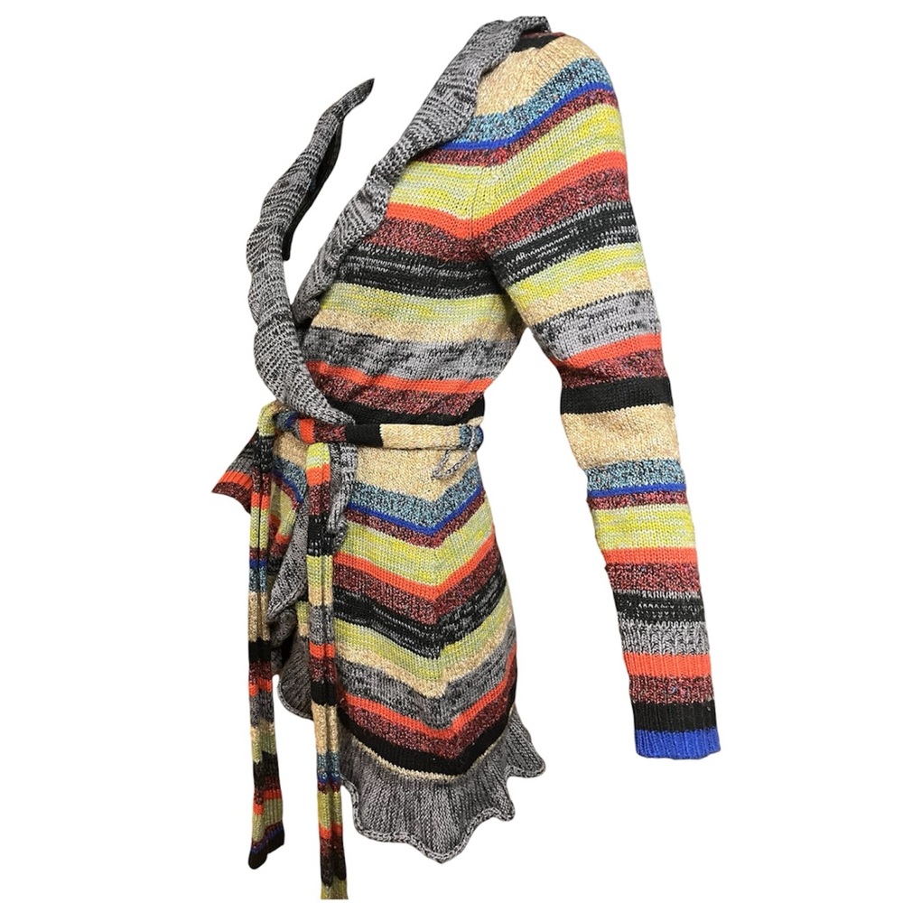 Striped ruffle y2k sweater duster